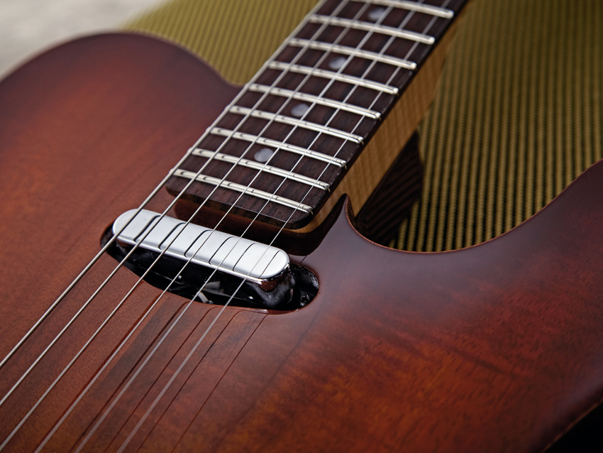 The Carved Koa Top Telecaster&#039;s neck pickup is a hot and bright variation.