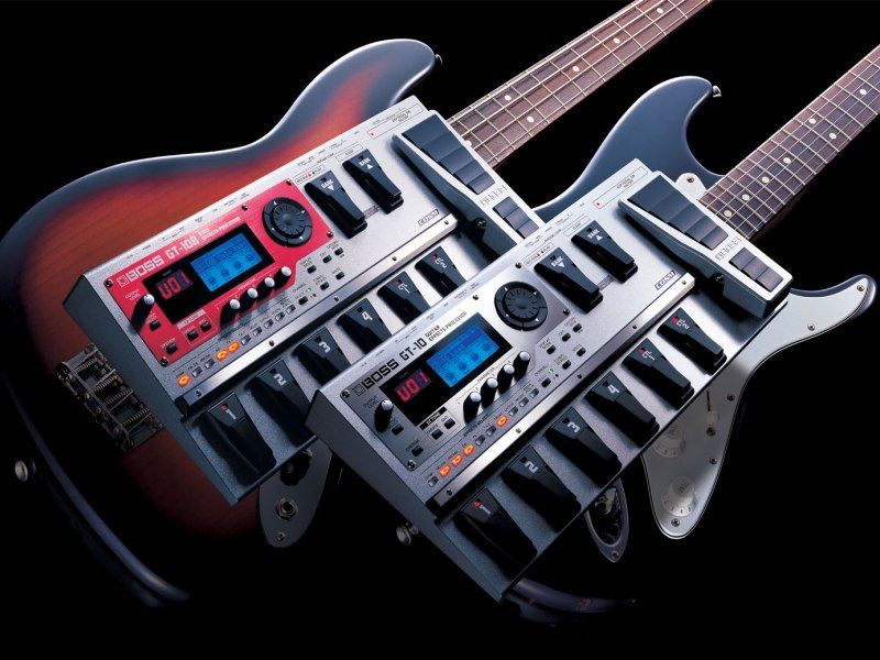 Boss GT-10B for bass (top) and GT-10 for guitar.
