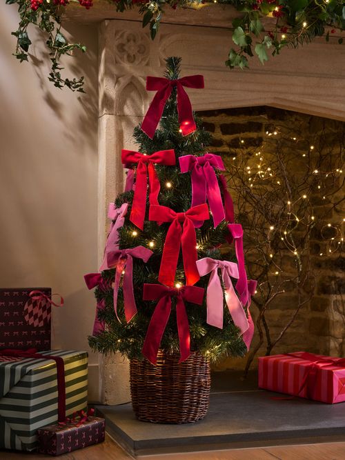 Green Ribbon Bow 3ft Pre Lit Christmas Tree - Size One
