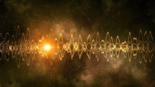 Sound waves overlaid on an image of outer space