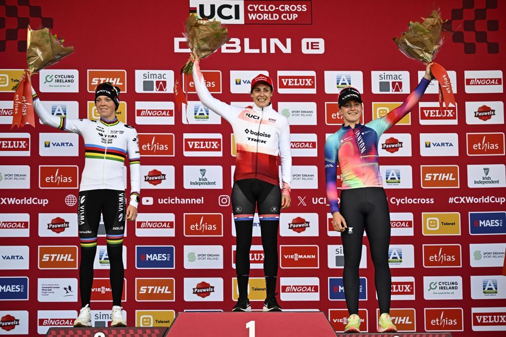 podium women's uci dublin cyclocross world cup