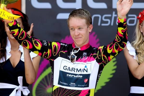Cameron Meyer slides into the young rider jersey.
