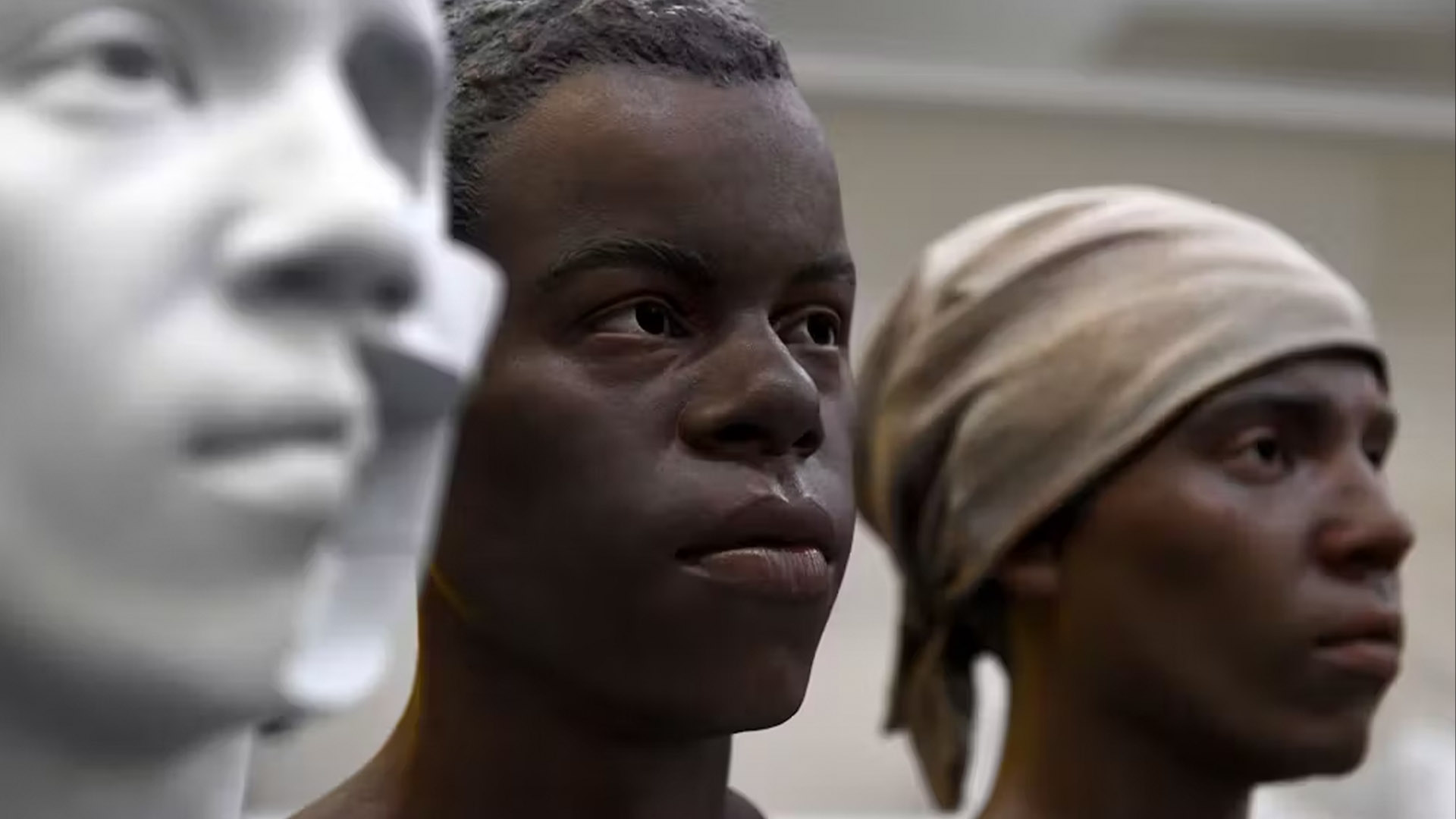 Facial reconstructions based on skeletal remains of enslaved African Americans who worked at Catoctin Furnace in Maryland, where scientists have also sequenced ancient DNA.