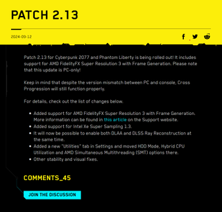 Cyberpunk 2077 Patch 2.13