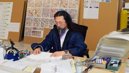 Takashi Murakami in his studio, courtesy of the artist