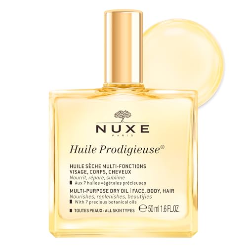 Nuxe Huile Prodigieuse Multi-Purpose Dry Oil With 7 Botanical Oils for Radiant Glow and Hydration for Face, Body &amp;amp; Hair, 1.6 Fl Oz