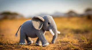 Crocheted Elephant outside image made by Imagen 3