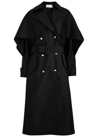 Cape Wool-Blend Trench Coat