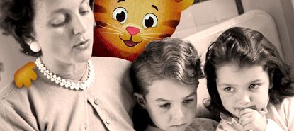 A family and Daniel Tiger.