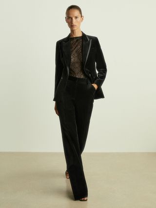 Parisa Velvet Flared Suit Trousers