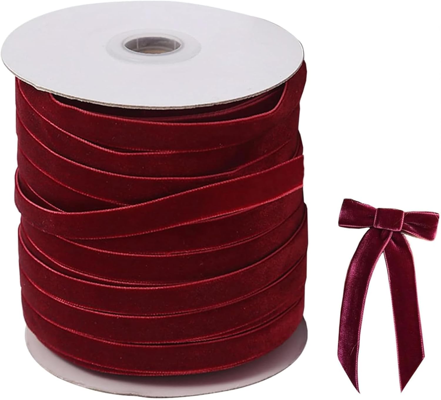 Burgundy Velvet Ribbon - 50 Yard, 10mm, Soft Luxurious, Vintage, Christmas Ribbons Roll for Gift Wrapping, Crafts, Wedding Decor, Festival Supplies