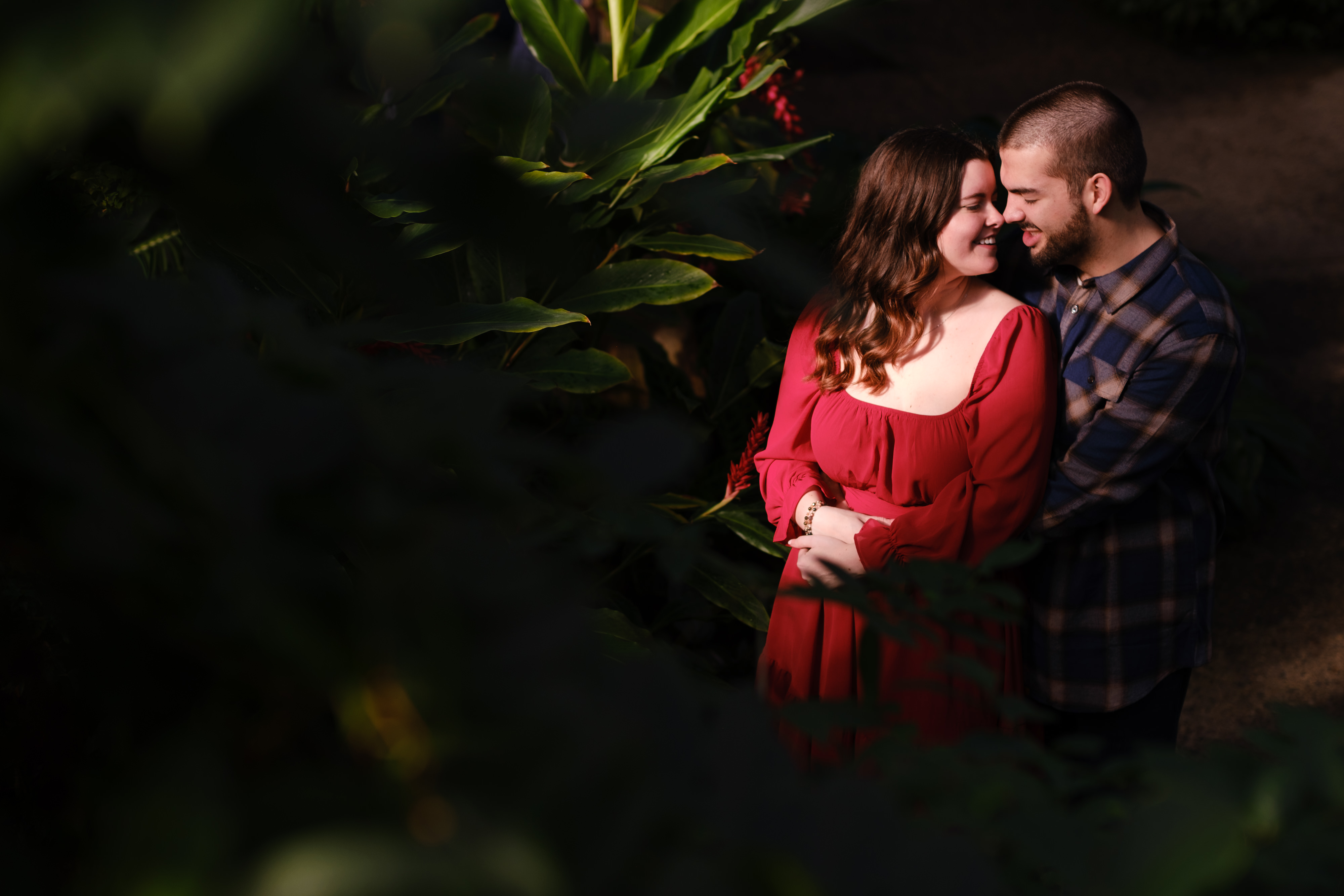An engagement portrait taken with natural light