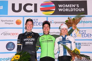 Kirsten Wild, Marianne Vos and Lotta Lepisto on the podium