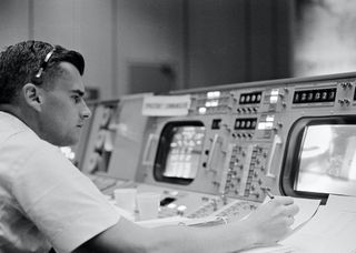 Roger Chaffee at Mission Control Center
