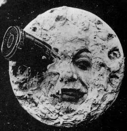 A still from the early science fiction movie "A Trip to the Moon."