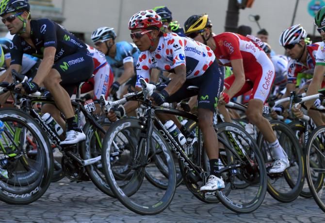 Nairo Quintana (Movistar) in polka dots in Paris