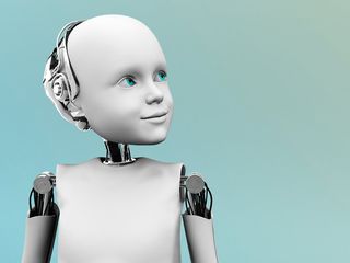 A robot child gazing into the future.