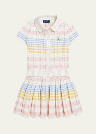 Girl's Two-Piece Stripe Cardigan and Skirt Set, Size 2-6x