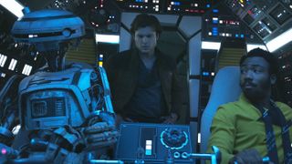 Alden Ehrenreich, Donald Glover and Phoebe Waller-Bridge in Solo: A Star Wars Story