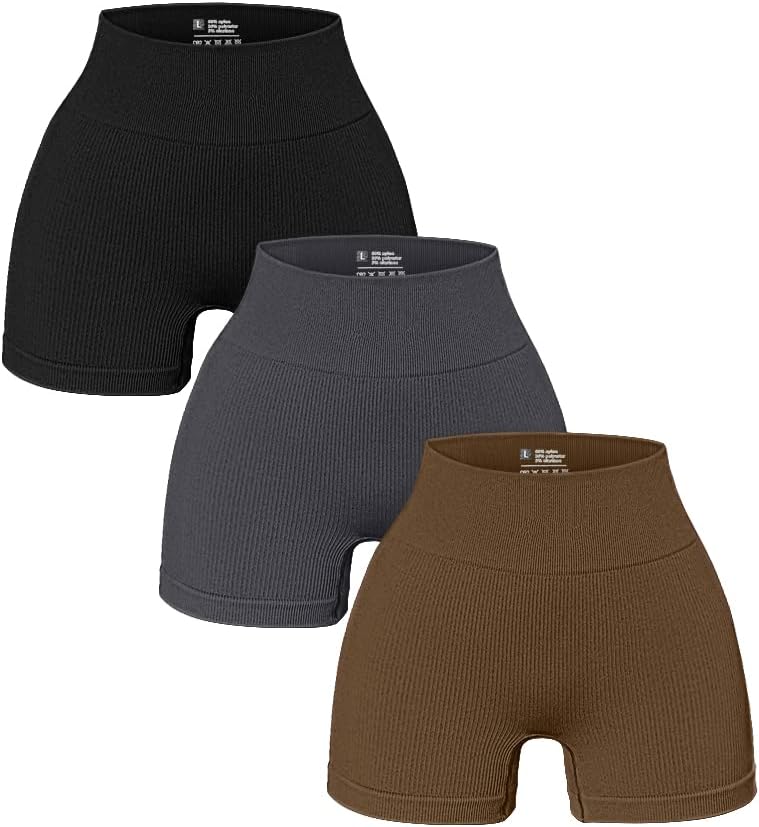 OQQ, 3 Piece Ribbed Yoga Shorts