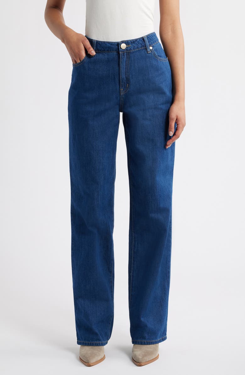 High-waisted loose straight-leg jeans