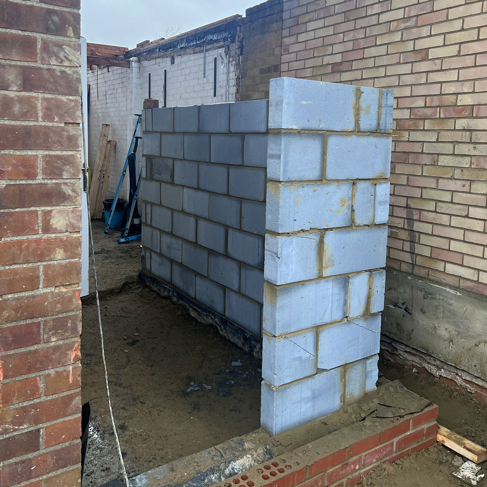 New exterior wall being built