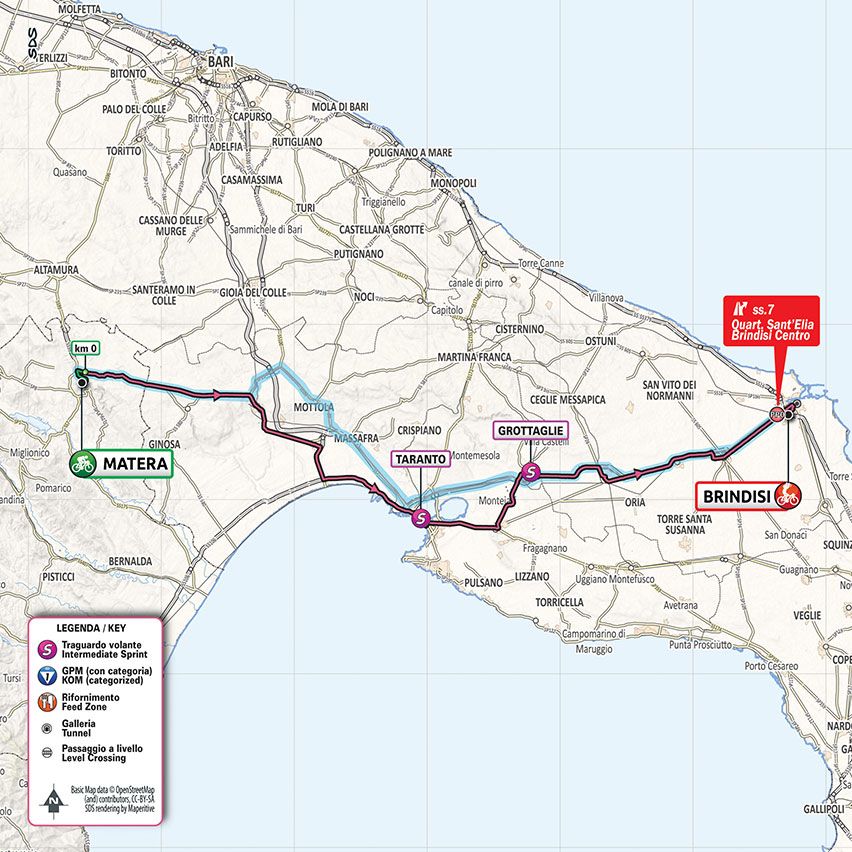 2020 Giro d'Italia stage 7 map
