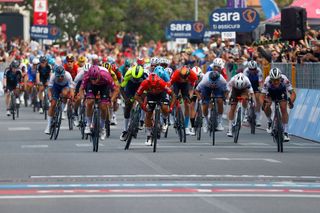The sprint on stage 6 of the Giro d'Italia