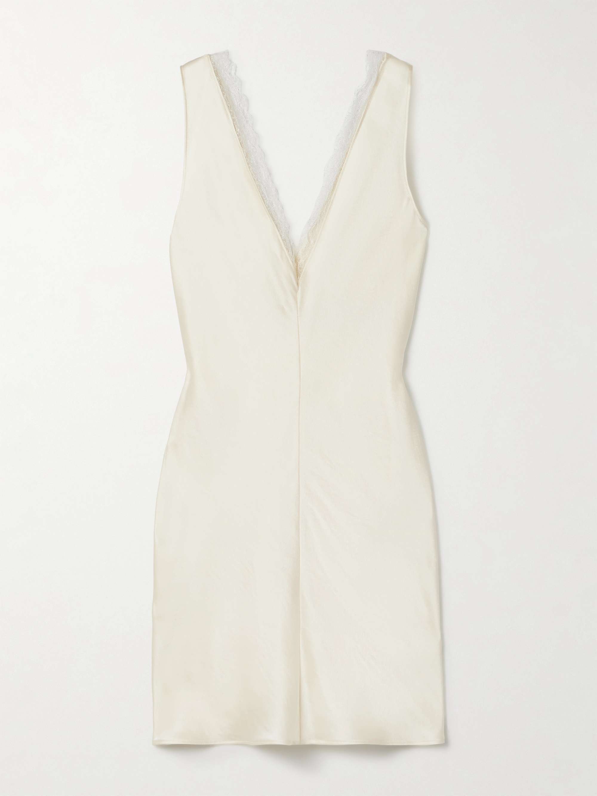 Barb Lace-Trimmed Hammered-Satin Mini Dress