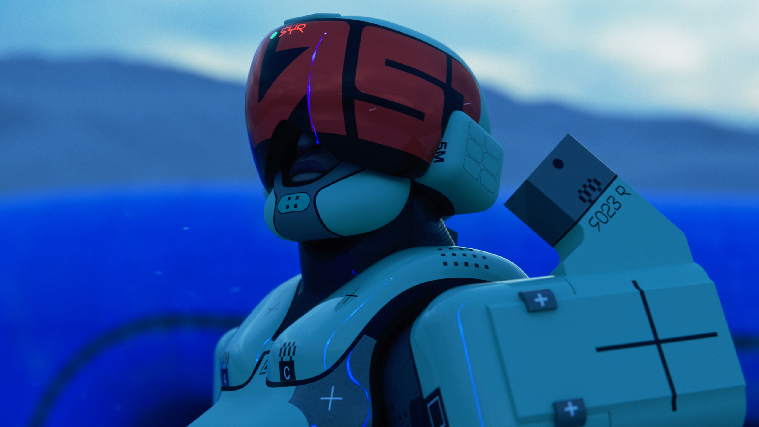 Marathon Server Slam: A close-up of the armoured Destroyer shell looking up at something out of view.