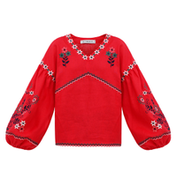 Women's embroidery shirt with floral Obriy Red,  $148 (£115)| Etnodim