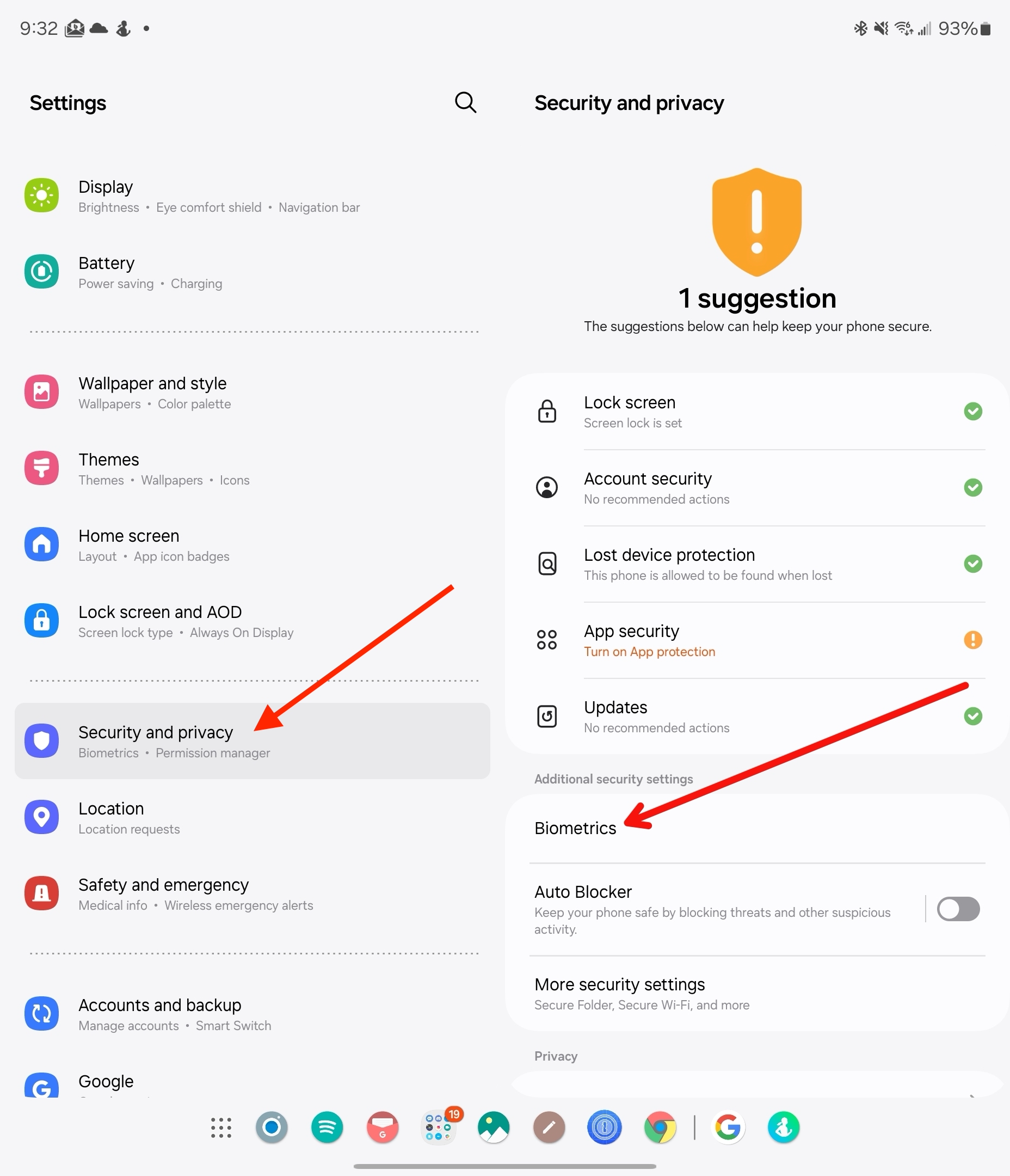 Set up biometrics on Fold 6