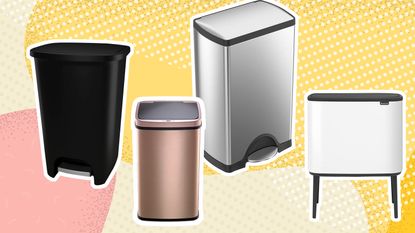 Best kitchen trash can: black trash can, copper trash can, silver trash can and white trash can