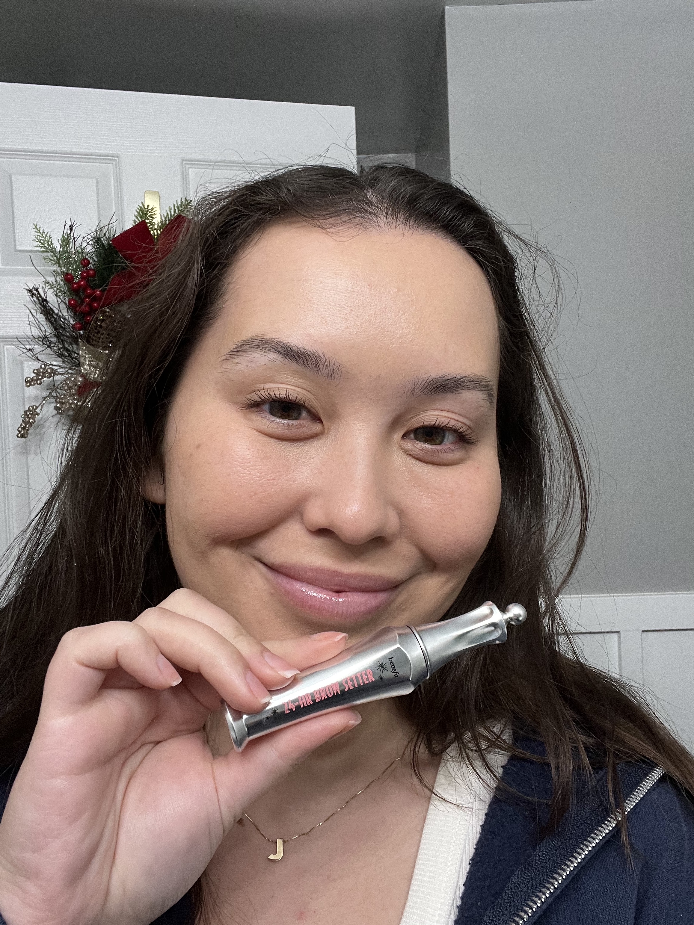 Catharine Malzahn testing Benefit Cosmetics 24-Hr Brow Setter