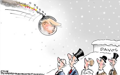 Political cartoon U.S. Trump Davos foreign policy