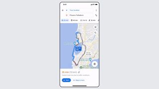 google maps toll pricing on navigation screen