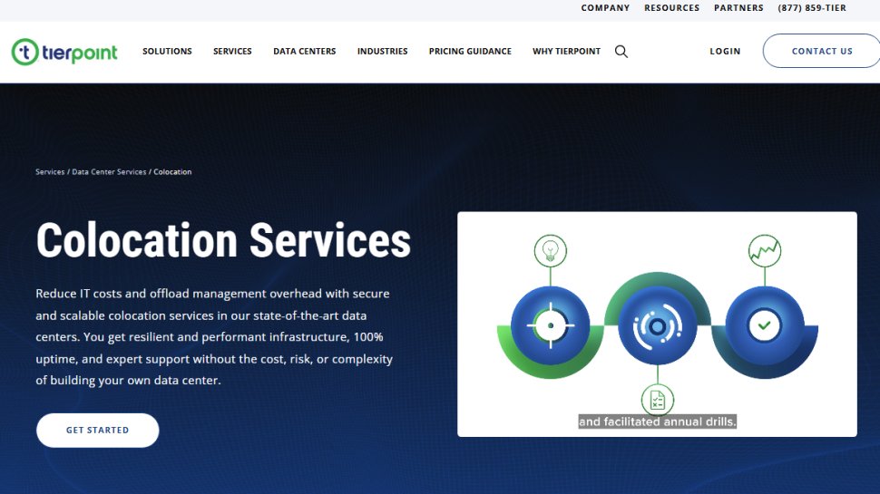 Website screenshot of Tierpoint (August, 2025)