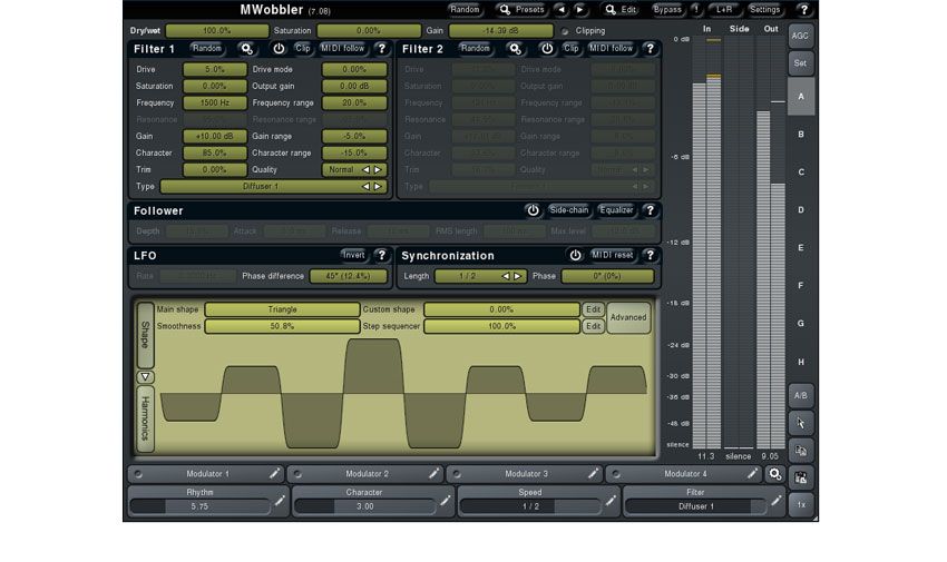 MWobbler has two filter sets and each of them provides 98 impressive filter types