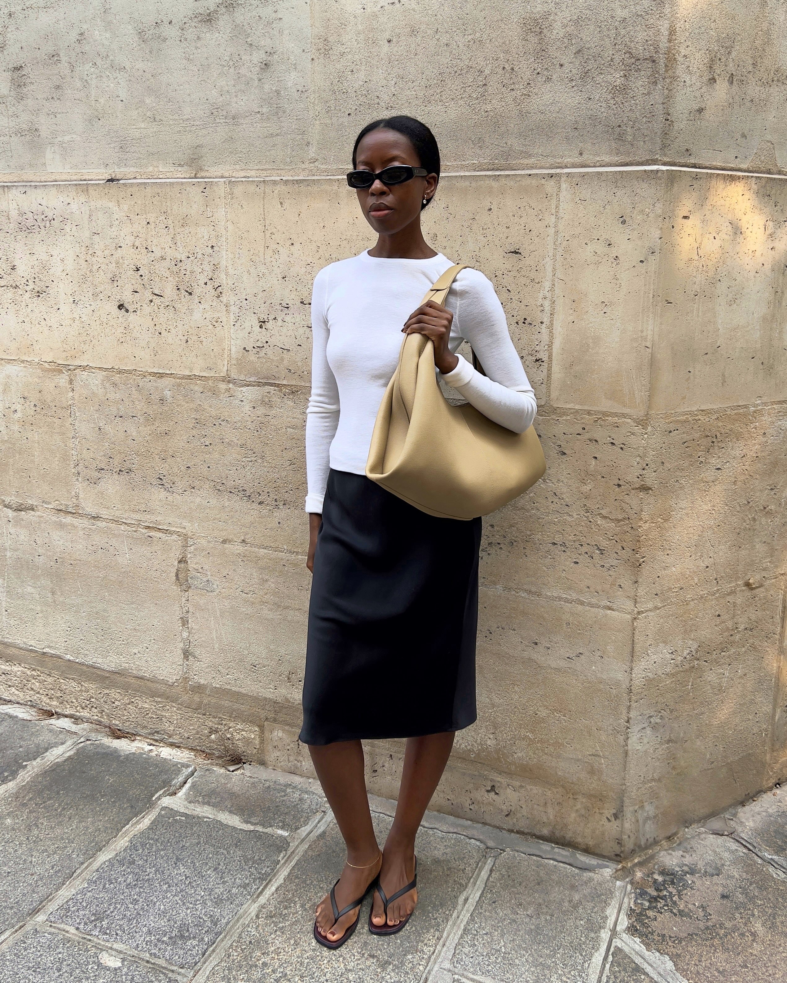 Sylvie carries the Pol&amp;egrave;ne Shuldo Bag (&amp;pound;640)
