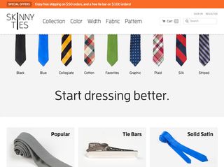 The navigation works seamlessly across a range of screen sizes on the Skinny Ties website