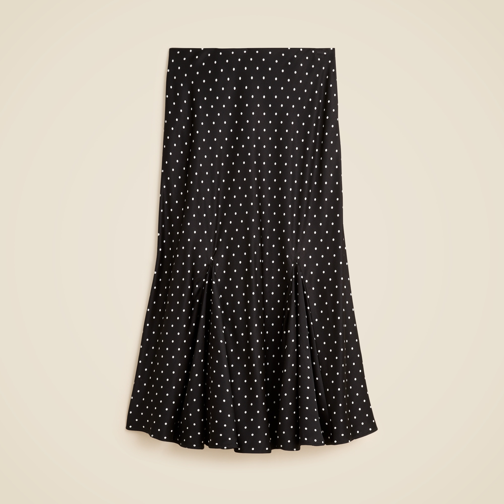 Gwyneth Flounce-Hem Slip Skirt in Dot Print