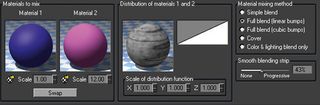 Add a distribution fractal to improve and break up the mixing of the two materials that you are working with