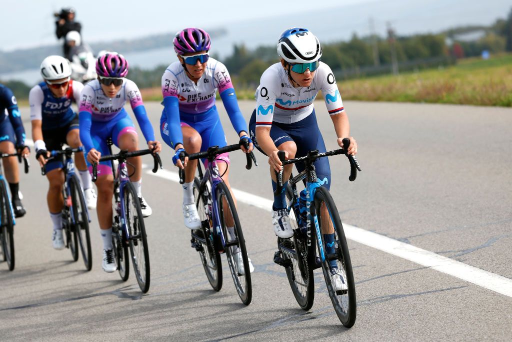Riders on the course of stage 3 of Tour de Romandie Feminin on 9th October 2022