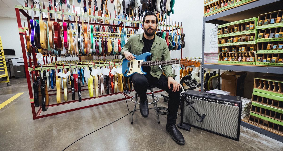 Fender Custom Shop Ariel Posen Stratocaster: Posen's new signature model was inspired by the Jazzmaster and has custom-wound AP-90 pickups. Check out those cupcake-style control knobs.