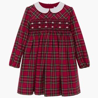 gifts for kids red tartan long sleeved girls dress