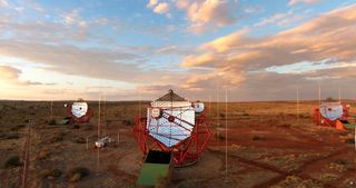 The High Energy Stereoscopic System is a network of telescopes in Namibia, Africa that can detect short flashes of bluish light created by gamma rays interacting with Earth's atmosphere.