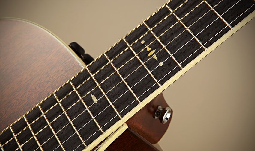 The old-school 'Century' inlays look great on the 526ce's ebony fingerboard