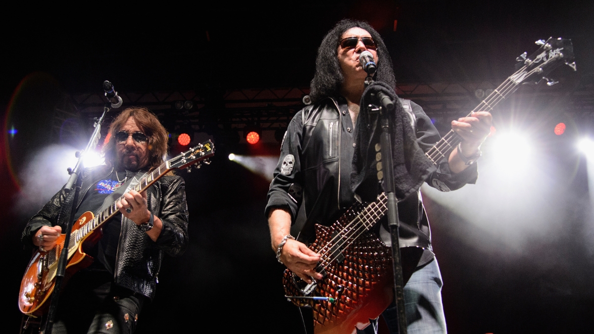 Ace Frehley preforms with Gene Simmons at The Children Matter Benefit Concert on September 2, 2017 at CHS Field Stadium in St Paul, Minnesota