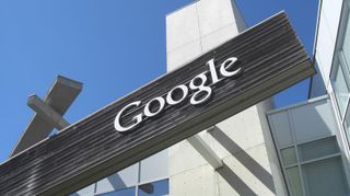 Billede af indgangen ved Googles hovedkvarter