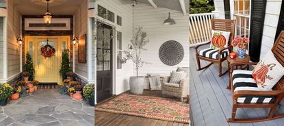 Three examples of fall porch ideas